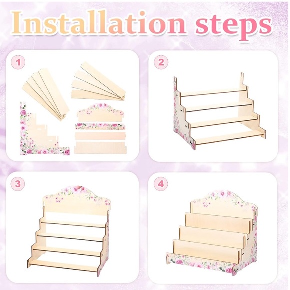 Wooden Display Stand 4 Tiered Organizer Rack For Vendors Retail Display - Picture 2 of 4